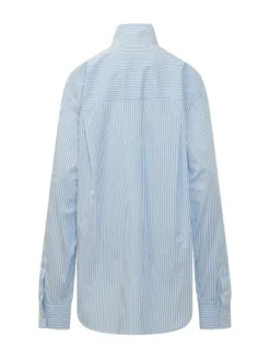 Striped Shirt with Mandarin Collar