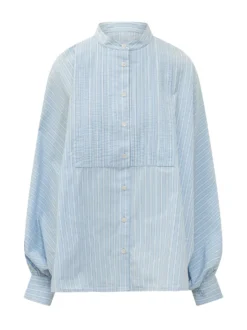 Striped Shirt with Mandarin Collar