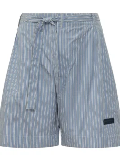 Striped Shorts with Self Tie Belt