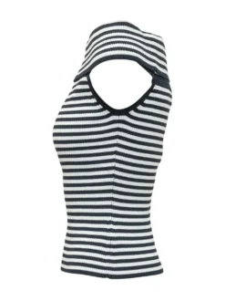 Striped Top with Fold Over Neckline