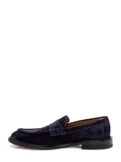 Suede Loafers with Front Strap