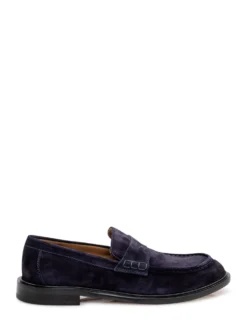 Suede Loafers with Front Strap