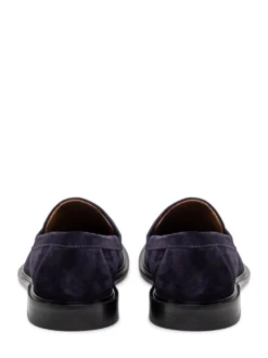 Suede Loafers with Front Strap