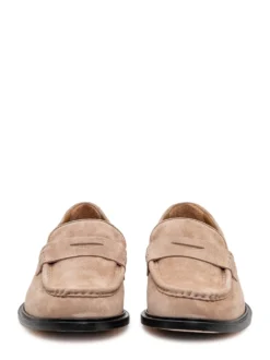 Suede Loafers with Front Strap