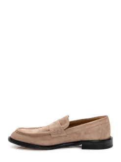 Suede Loafers with Front Strap