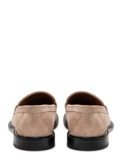 Suede Loafers with Front Strap