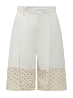 Tailored Bermuda Shorts with Broderie Anglaise Insert
