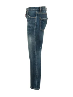 Teddy Jeans with Used Effect and Distressed Details