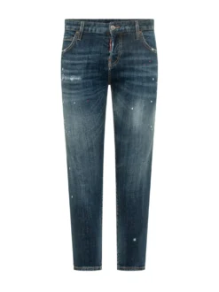 Teddy Jeans with Used Effect and Distressed Details