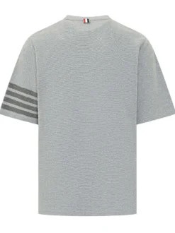 Textured Knit T-Shirt with Sleeve Stripes