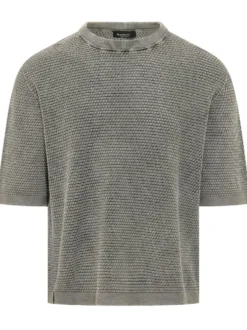 Textured Short Sleeve Crewneck Sweater