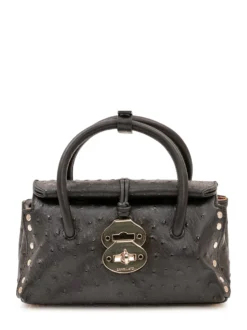 Textured Top Handle Bag with Front Closure