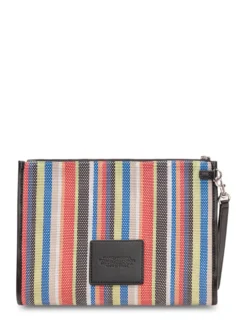 The Large Pouch Striped Bag with Front Logo