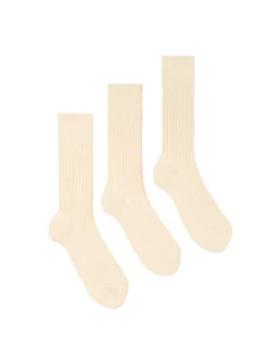 Three Pack Ribbed Socks with Embroidered Logo