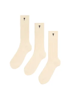 Three Pack Ribbed Socks with Embroidered Logo