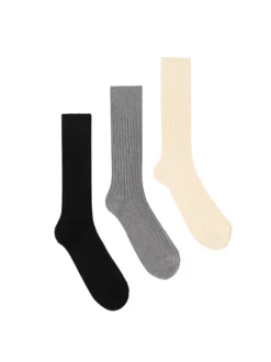 Three Pack Ribbed Socks with Embroidered Logo