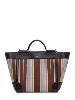 Top Handle Bag with Striped Pattern