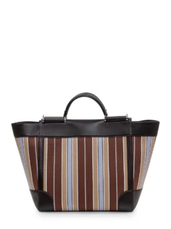 Top Handle Bag with Striped Pattern