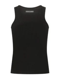 Top Senza Maniche con Scollo Tondo e Logo Ricamato