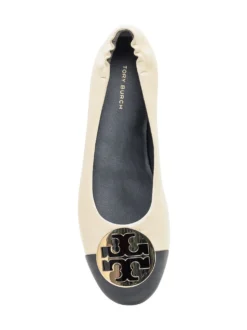 Tory Burch Bicolor Ballet Flats with Metal Logo