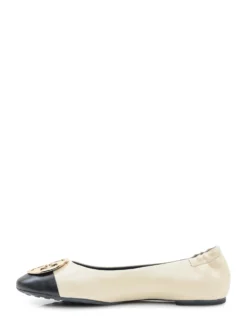 Tory Burch Bicolor Ballet Flats with Metal Logo