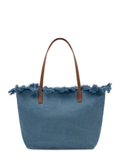 Tote Bag City Denim with Frayed Edges