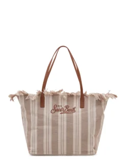 Tote Bag City Striped with Frayed Edges