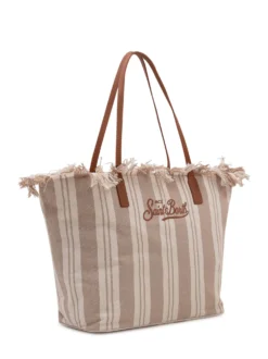 Tote Bag City Striped with Frayed Edges