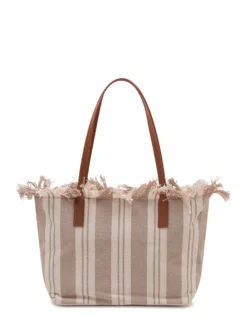 Tote Bag City with Handles and Frayed Edge