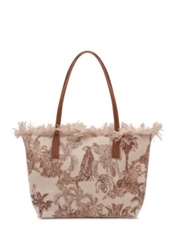Tote Bag City with Handles and Frayed Edge