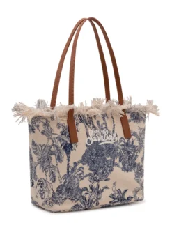 Tote Bag City with Handles and Frayed Edge
