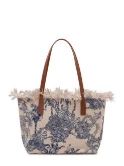 Tote Bag City with Handles and Frayed Edge