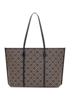 Tote Bag with Monogram Pattern and Double Handles