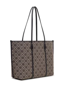 Tote Bag with Monogram Pattern and Double Handles