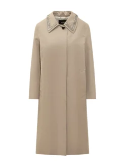 Trench Coat with Embellished Collar