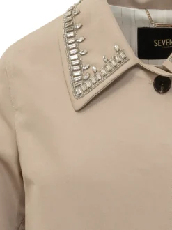 Trench Coat with Embellished Collar