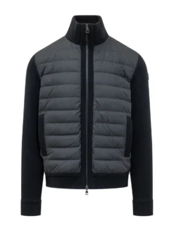 Tricot cardigan with padded front panel