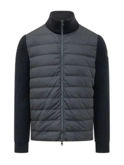 Tricot cardigan with padded front panel