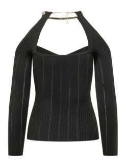 Tricot Top with Heart Neckline and Neck Detail