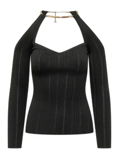 Tricot Top with Heart Neckline and Neck Detail