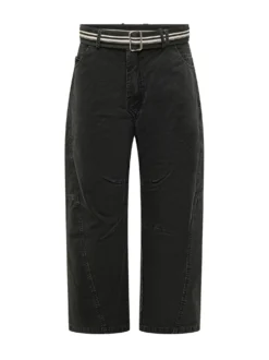 Trousers with Belt and Structured Seams