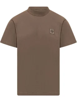 T-shirt con Logo Applicato sul Petto