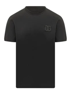 T-Shirt with Embroidered Logo and Crew Neck