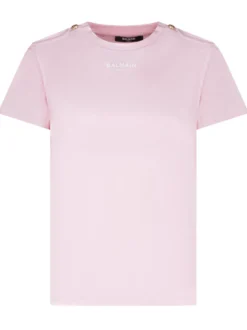 T-shirt with Front Logo and Shoulder Buttons