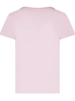 T-shirt with Front Logo and Shoulder Buttons