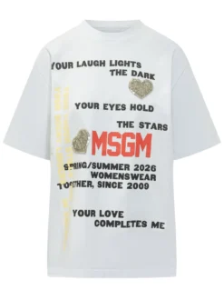 T-shirt with Lettering Print and Appliques