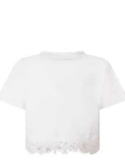 T-shirt with Logo and Lace Hem