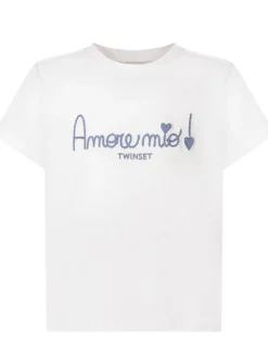 T-shirt with Printed and Embroidered Detail