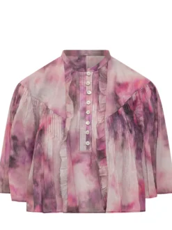 Veelia Collar Top with Front Ruffles