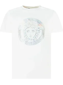 Versace Kids White T-Shirt with Holographic Maxi Medusa Logo